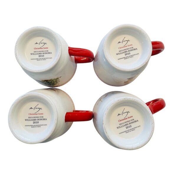 Williams Sonoma Marc Lacaze Icon 2010 Mugs Christmas Discontinued Set of 4 - Picture 8 of 10